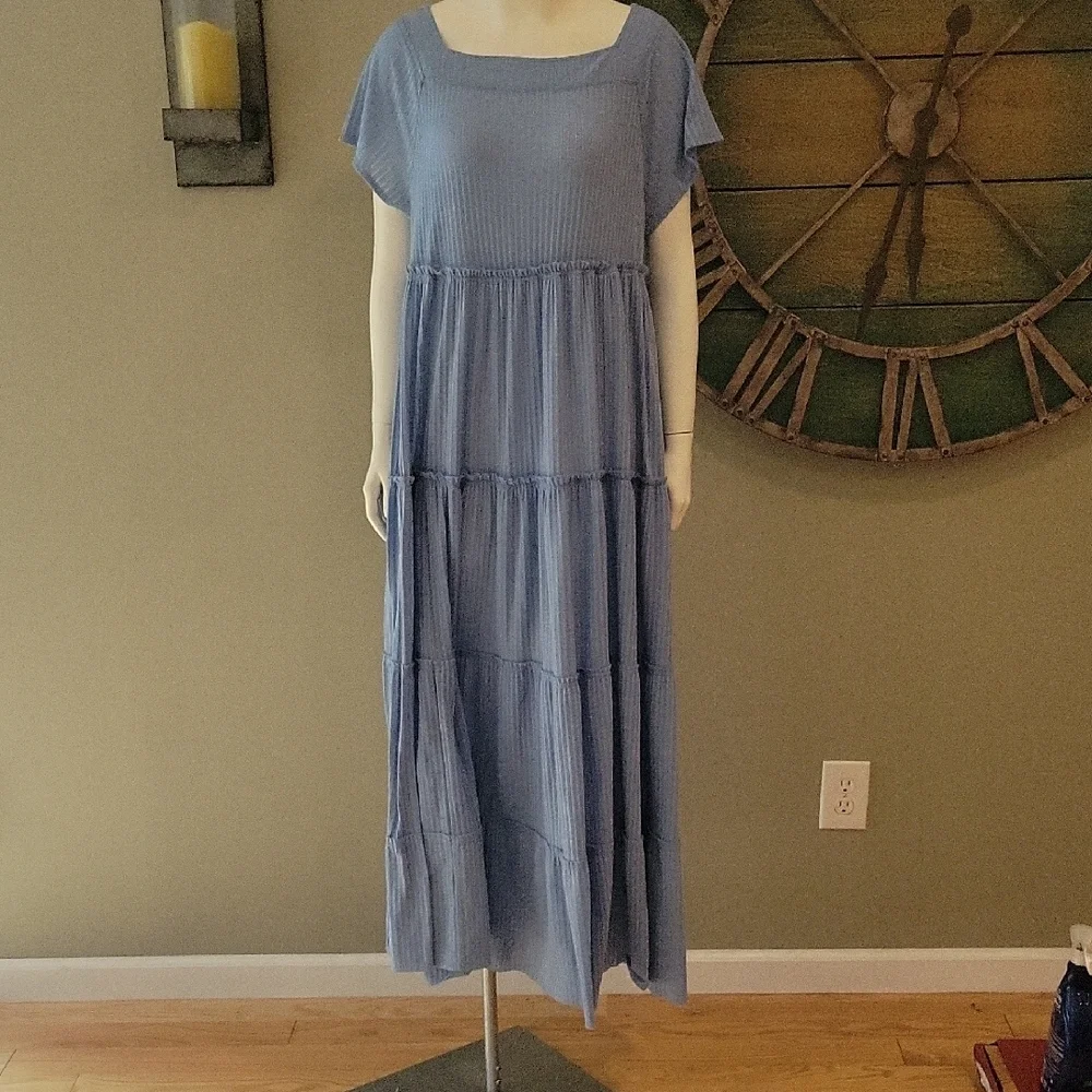 Free People Beach Saltwater Linen Blend Tiered Maxi Dress